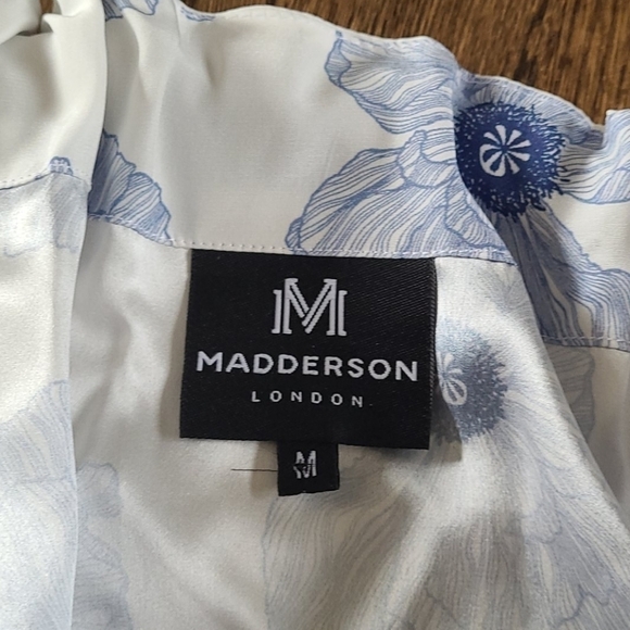 Madderson London Charlott silk floral Print navy blue bow ribbon detail blouse - Picture 4 of 7